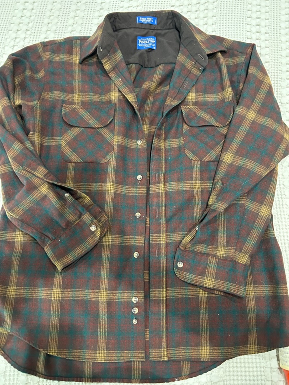 Pendleton Green, Brown & Yellow Plaid Wool Shirt Jacket